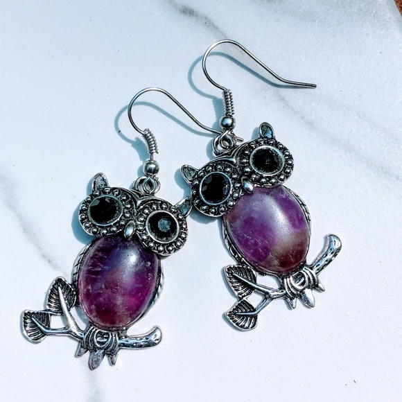 Owl with amethyst stone - Picture 2 of 7